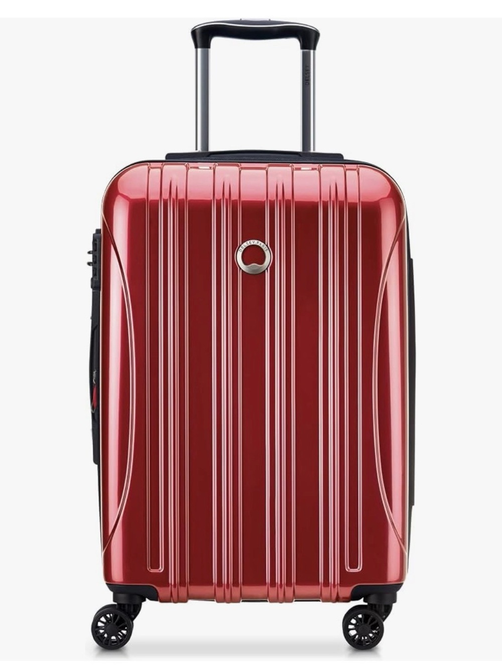 Expandable Red carry on Suitcase with grey interior